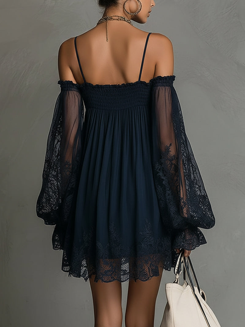 Betty™ | Námořnické off-shoulder šifonové mini šaty