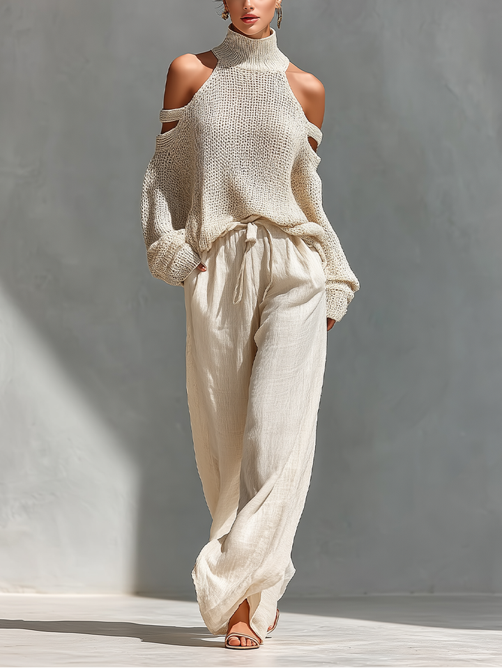 Eleanor | Pletený set s širokými kalhotami