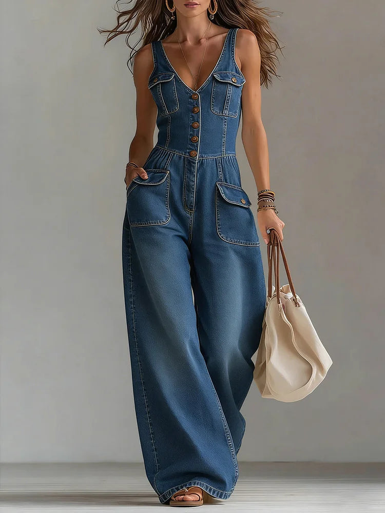 Elena | Denim overal se širokými nohavicemi
