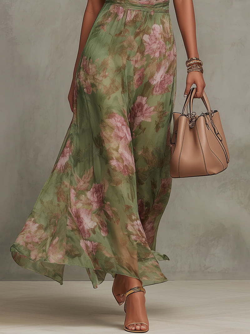Livia™| Elegantní květinové maxi šaty s halter výstřihem