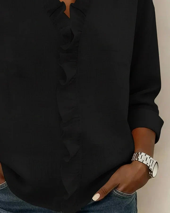 Susan | Blůza s volány a V výstřihem a dlouhými rukávy