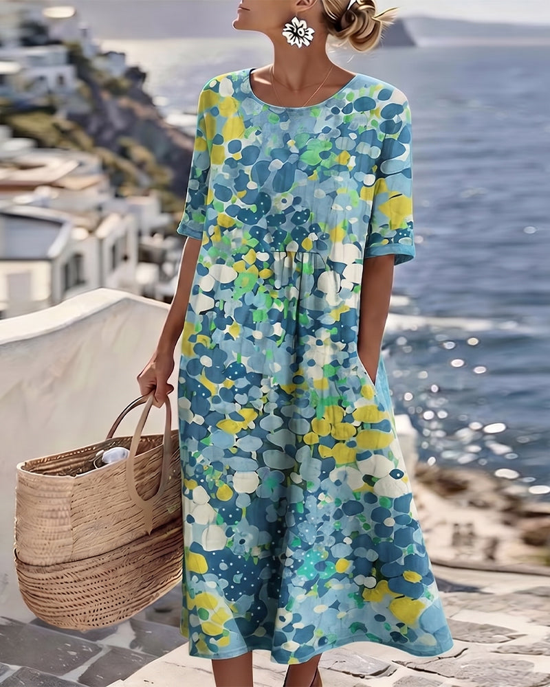 Flora | Volné květinové midi šaty