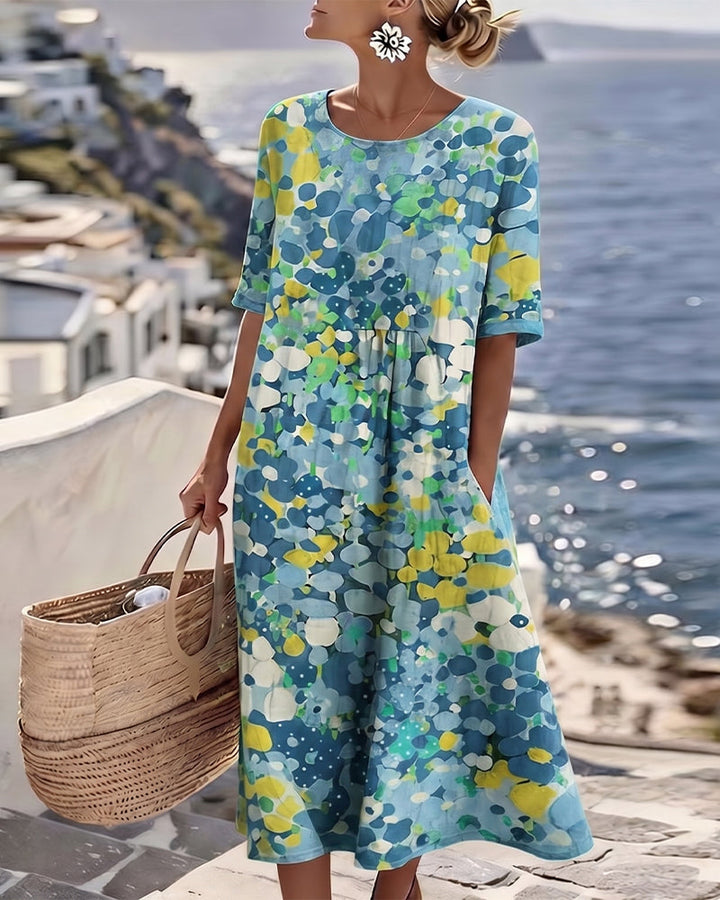 Flora | Volné květinové midi šaty