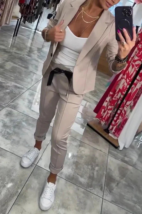 Vendula™ | Elegantní dvoudílný set s blazerem a jogger kalhotami