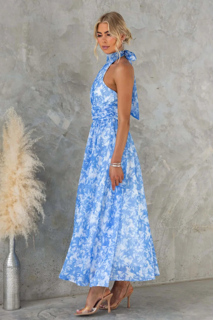 Esther | Šaty s halter výstřihem a akvarelovým potiskem